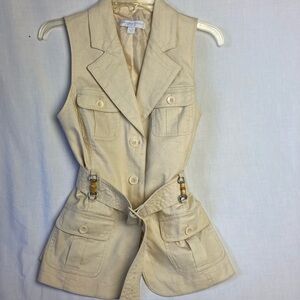 New York & Company Cream Utility Safari Vest